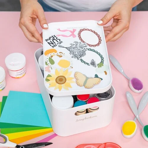 Scrapbook.com - Storage Bin with Lid - White 11 Scrapbook.com - Storage Bin with Lid - White