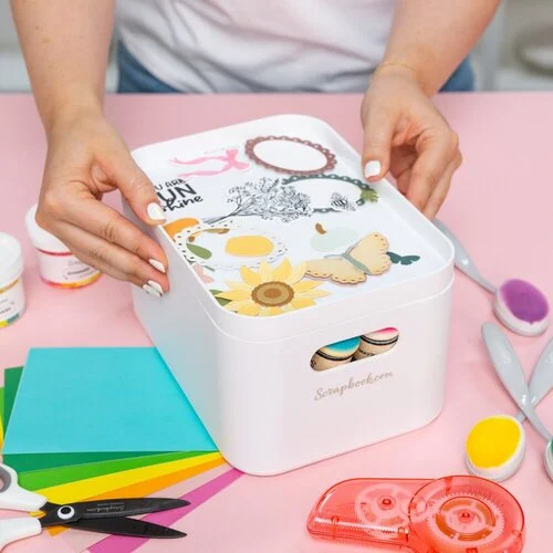 Scrapbook.com - Storage Bin with Lid - White 6 Scrapbook.com - Storage Bin with Lid - White