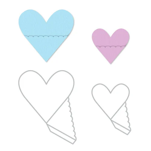 Scrapbook.com - Decorative Die Set - DIY Pockets - Scalloped Hearts - Set of 2