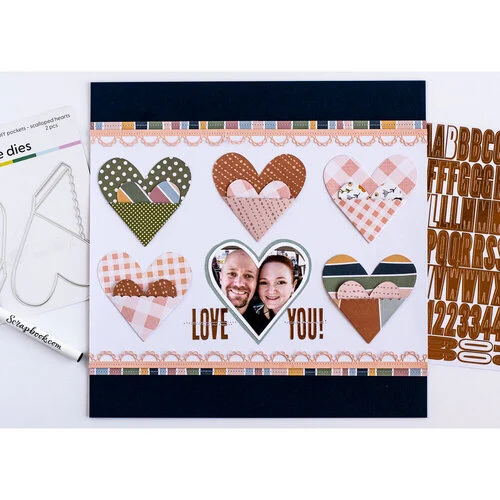 Scrapbook.com - Decorative Die Set - DIY Pockets - Scalloped Hearts - Set of 2