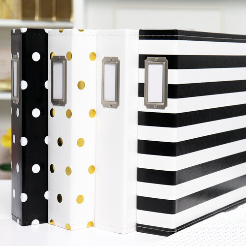 Scrapbook.com - 12x12 Three Ring Album - Black with White Dots