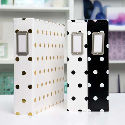 Scrapbook.com - 12x12 Three Ring Album - Black with White Dots