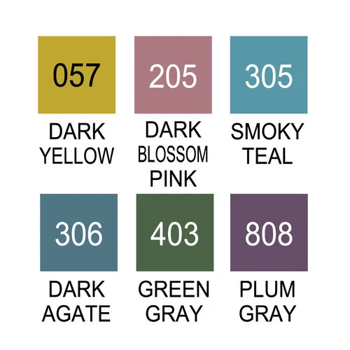 Kuretake - ZIG - Clean Color - Real Brush Marker - 6 Color Set - Smoky Colors