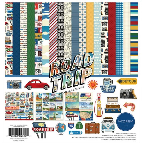 Carta Bella Paper - Road Trip Collection - 12 x 12 Collection Kit 1 Carta Bella Paper - Road Trip Collection - 12 x 12 Collection Kit