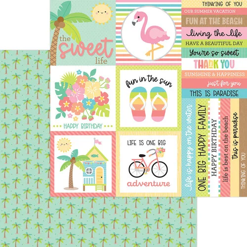 Doodlebug Design - Seaside Summer Collection - 12 x 12 Double Sided Paper - Palm Beach 1 Doodlebug Design - Seaside Summer Collection - 12 x 12 Double Sided Paper - Palm Beach