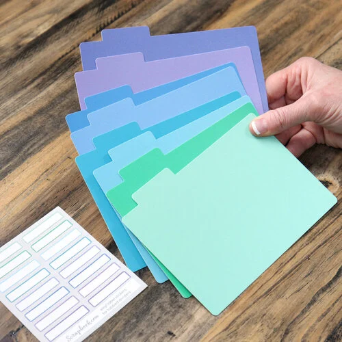 Scrapbook.com - Tabbed Dividers with Labels - 4x6 - Cools - 8 Piece Set