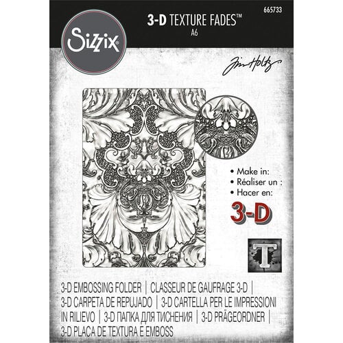 Sizzix - Tim Holtz - 3D Texture Fades - Embossing Folder - Damask 1 Sizzix - Tim Holtz - 3D Texture Fades - Embossing Folder - Damask