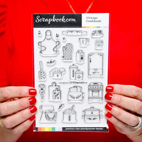 Scrapbook.com - Clear Photopolymer Stamp Set - Vintage Cookbook