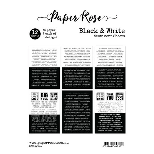 Paper Rose - A5 Collection Pack - Black and White Sentiment 1 Paper Rose - A5 Collection Pack - Black and White Sentiment