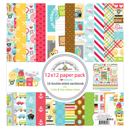 Doodlebug Design - I Heart Travel - 12 x 12 Paper Pack 1 Doodlebug Design - I Heart Travel - 12 x 12 Paper Pack