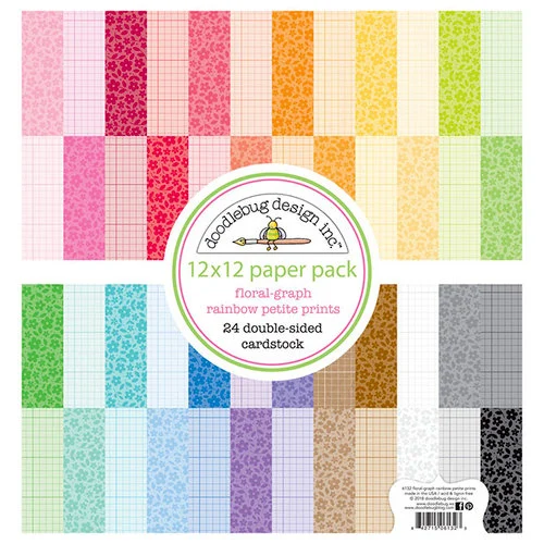 Doodlebug Design - 12 x 12 Paper Pack - Floral and Graph - Rainbow - Petite Print Assortment 1 Doodlebug Design - 12 x 12 Paper Pack - Floral and Graph - Rainbow - Petite Print Assortment