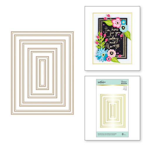 Spellbinders - Glimmer Hot Foil Plates - Essential Duo Lines Glimmer Rectangles