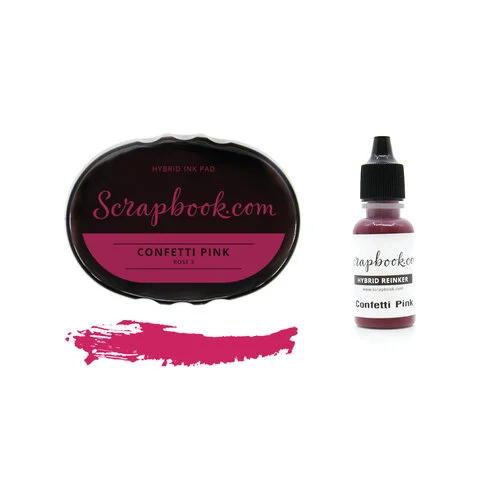 Scrapbook.com - Premium Hybrid Ink Pad and Reinker - Confetti Pink 1 Scrapbook.com - Premium Hybrid Ink Pad and Reinker - Confetti Pink