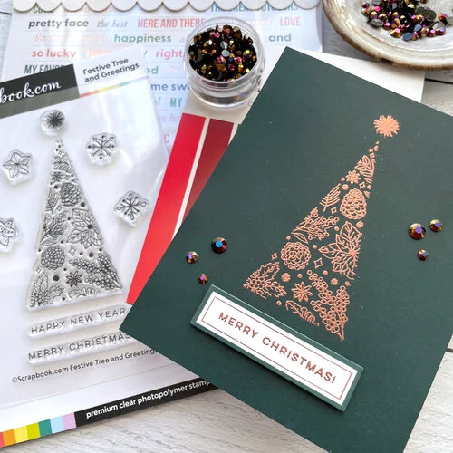 Scrapbook.com - Clear Photopolymer Stamp Set - Festive Tree and Greetings 2 Scrapbook.com - Clear Photopolymer Stamp Set - Festive Tree and Greetings