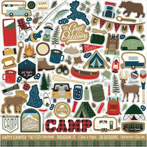 Echo Park - Let's Go Camping Collection - 12 x 12 Cardstock Stickers - Elements 1 Echo Park - Let's Go Camping Collection - 12 x 12 Cardstock Stickers - Elements