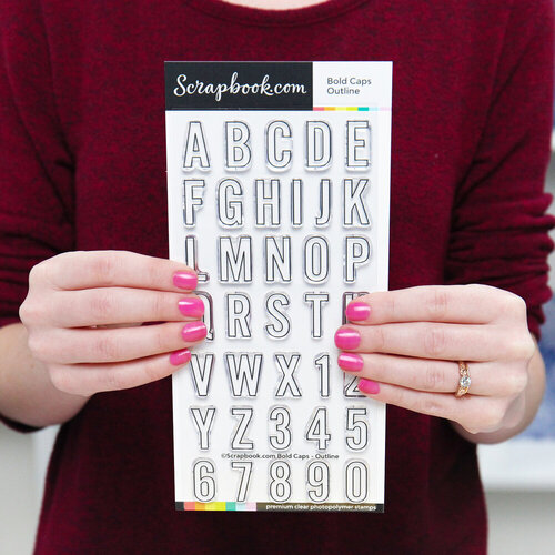 Scrapbook.com - Clear Photopolymer Stamp Set - Bold Caps - Outline