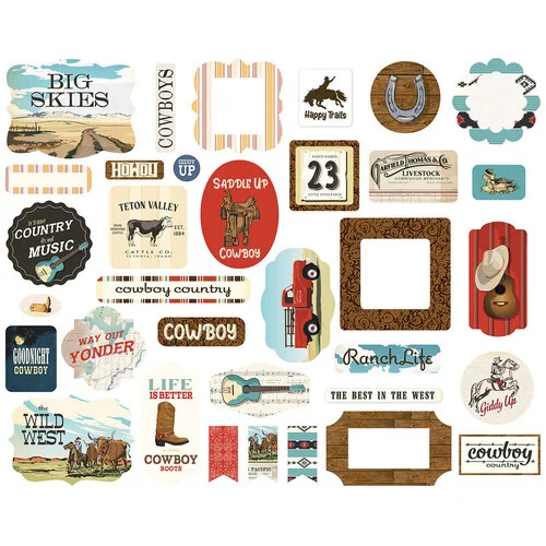 Carta Bella Paper - Cowboys Collection - Ephemera 3 Carta Bella Paper - Cowboys Collection - Ephemera