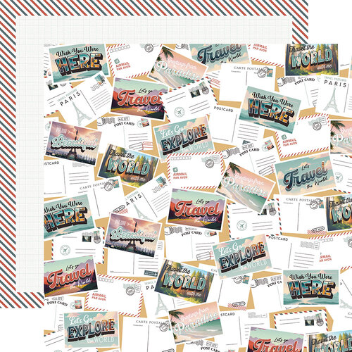 Echo Park - Let's Take The Trip Collection - 12 x 12 Double Sided Paper - Mailing Postcards 1 Echo Park - Let's Take The Trip Collection - 12 x 12 Double Sided Paper - Mailing Postcards
