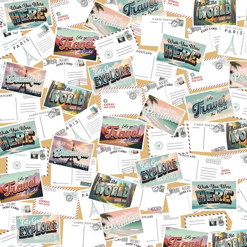 Echo Park - Let's Take The Trip Collection - 12 x 12 Double Sided Paper - Mailing Postcards 2 Echo Park - Let's Take The Trip Collection - 12 x 12 Double Sided Paper - Mailing Postcards