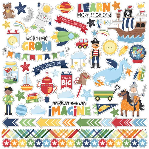 Echo Park - My Little Boy Collection - 12 x 12 Cardstock Stickers - Elements 1 Echo Park - My Little Boy Collection - 12 x 12 Cardstock Stickers - Elements
