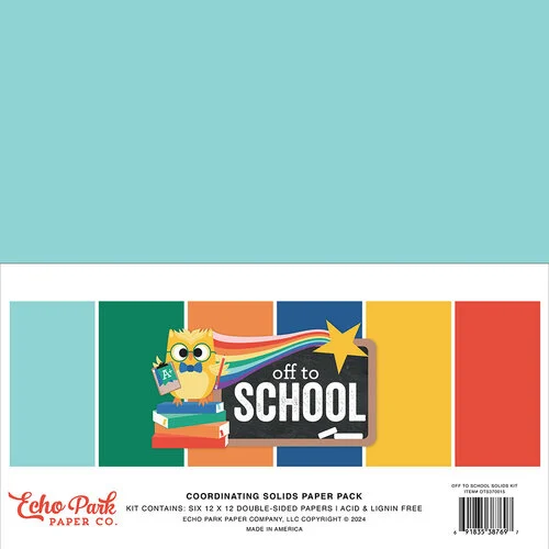 Echo Park - Off To School Collection - 12 x 12 Paper Pack - Solids 1 Echo Park - Off To School Collection - 12 x 12 Paper Pack - Solids