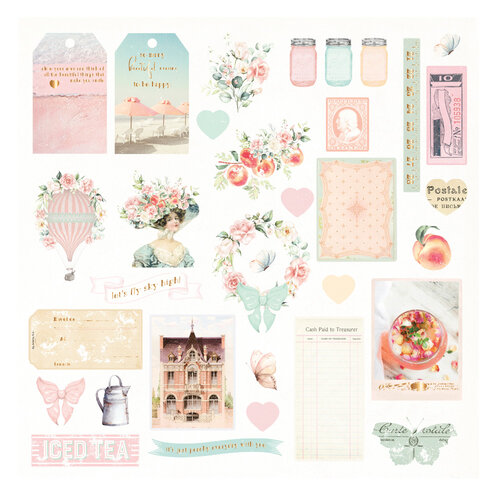 Prima - Peach Tea Collection - Ephemera With Foil Accents - Set 1 1 Prima - Peach Tea Collection - Ephemera With Foil Accents - Set 1