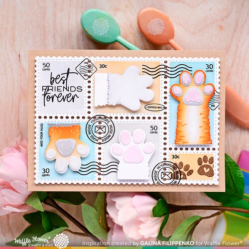 Waffle Flower Crafts - Craft Dies - Postage Collage - A7 4 Waffle Flower Crafts - Craft Dies - Postage Collage - A7