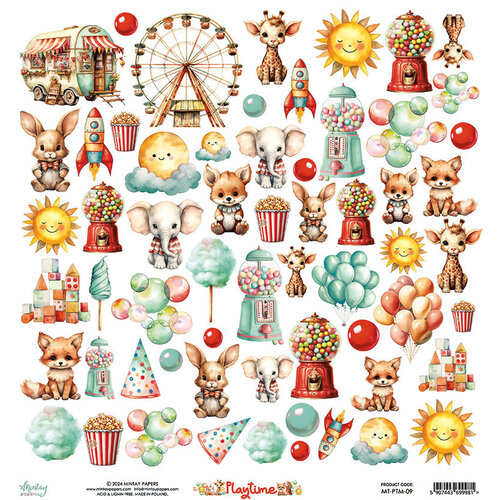 Mintay Papers - Playtime Collection - 12 x 12 Double Sided Paper - Elements
