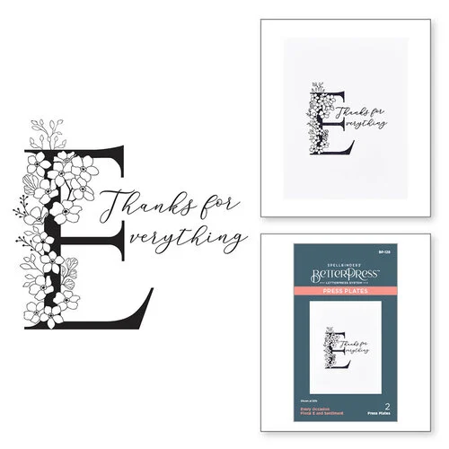 Spellbinders - Every Occasion Floral Alphabet Collection - Press Plate - E 2 Spellbinders - Every Occasion Floral Alphabet Collection - Press Plate - E