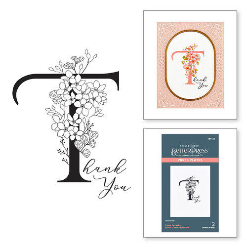 Spellbinders - Every Occasion Floral Alphabet Collection - Press Plate - T 2 Spellbinders - Every Occasion Floral Alphabet Collection - Press Plate - T