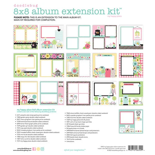Doodlebug Design - My Happy Place Collection - 8 x 8 Album Kit - Extension