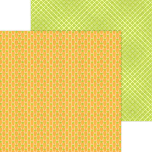 Doodlebug Design - Bunny Hop Collection - 12 x 12 Double Sided Paper - Carrot Patch