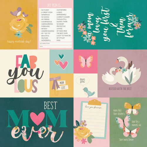 Simple Stories - Mother's Day Collection - 12 x 12 Double Sided Paper - Elements 2 Simple Stories - Mother's Day Collection - 12 x 12 Double Sided Paper - Elements