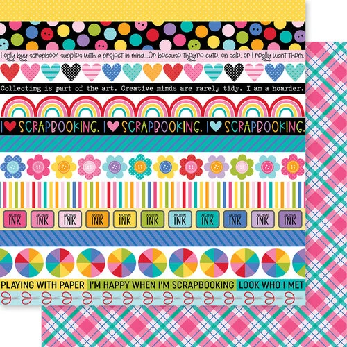 Bella Blvd - Let's Scrapbook! Collection - 12 x 12 Double Sided Paper - Borders 1 Bella Blvd - Let's Scrapbook! Collection - 12 x 12 Double Sided Paper - Borders