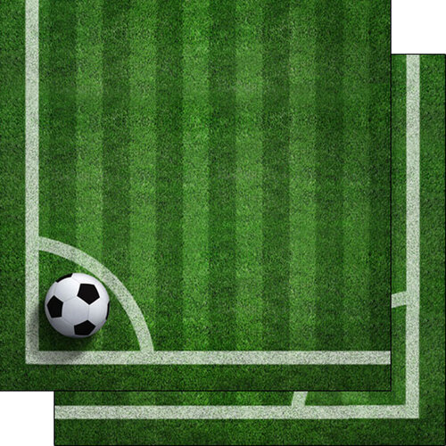 Scrapbook Customs - 12 x 12 Double Sided Paper - Soccer On Field 1 Scrapbook Customs - 12 x 12 Double Sided Paper - Soccer On Field
