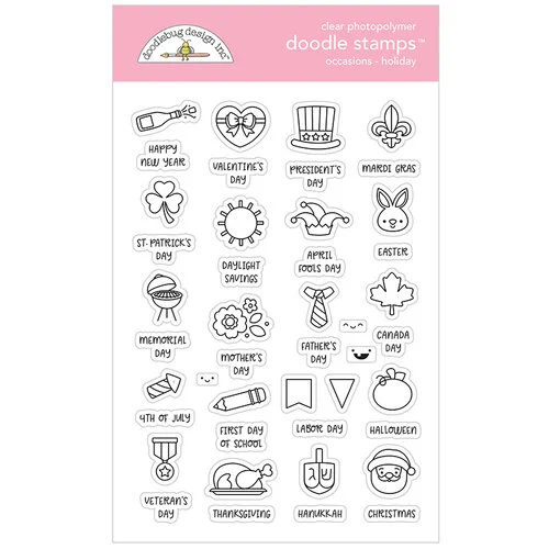 Doodlebug Design - All Occasion Collection - Clear Photopolymer Stamps - Holiday