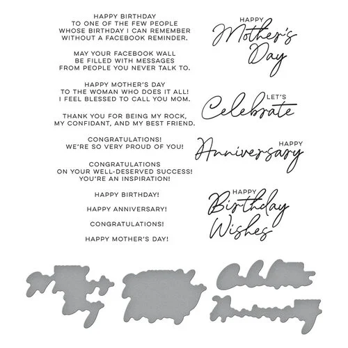 Spellbinders - BetterPress Collection - Press Plates and Die Set - Let's Celebrate - Sentiments