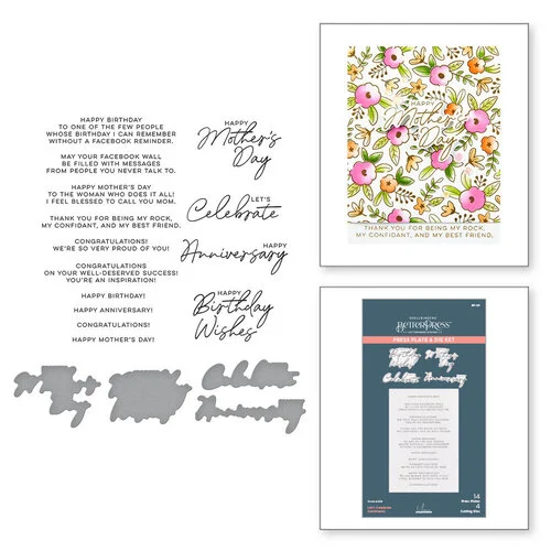 Spellbinders - BetterPress Collection - Press Plates and Die Set - Let's Celebrate - Sentiments