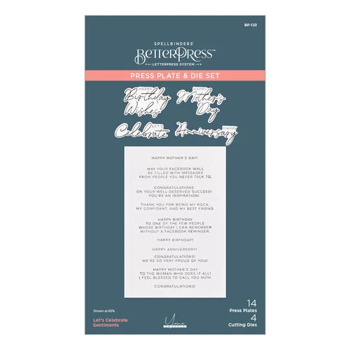 Spellbinders - BetterPress Collection - Press Plates and Die Set - Let's Celebrate - Sentiments