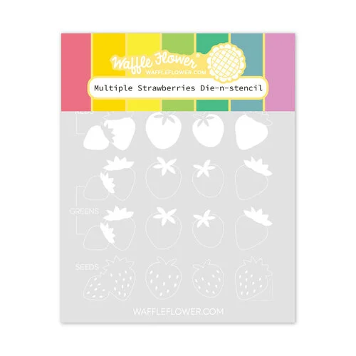Waffle Flower Crafts - Berry Sweet Collection - Stencils - Multiple Strawberries