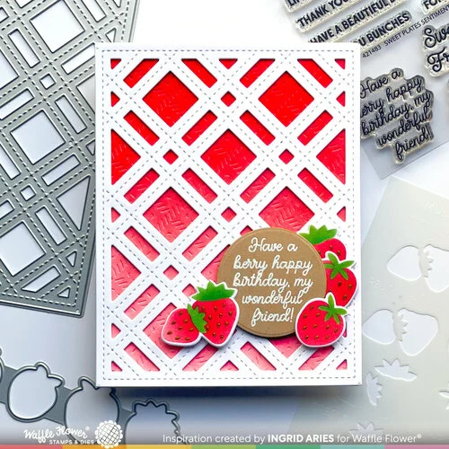 Waffle Flower Crafts - Berry Sweet Collection - Stencils - Multiple Strawberries