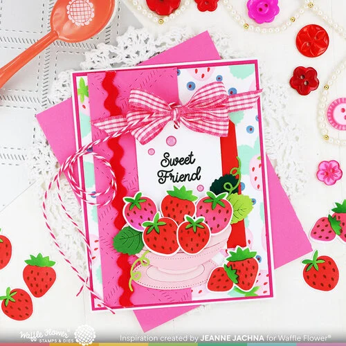 Waffle Flower Crafts - Berry Sweet Collection - Stencils - Multiple Strawberries