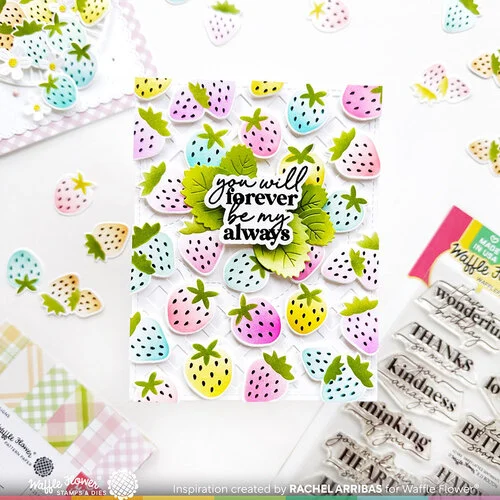 Waffle Flower Crafts - Berry Sweet Collection - Stencils - Multiple Strawberries