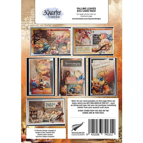 3Quarter Designs - Falling Leaves Collection - 6 x 4 Card Pack