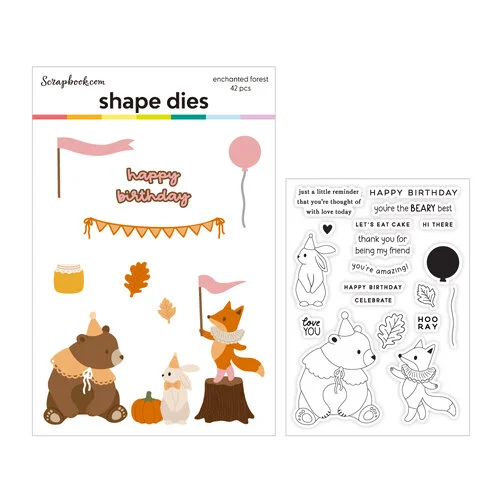 Scrapbook.com - Decorative Die and Stamp Set - Woodland - Enchanted Forest