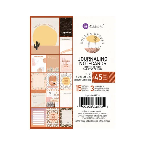 Prima - Golden Desert Collection - 3 x 4 Journaling Cards 1 Prima - Golden Desert Collection - 3 x 4 Journaling Cards