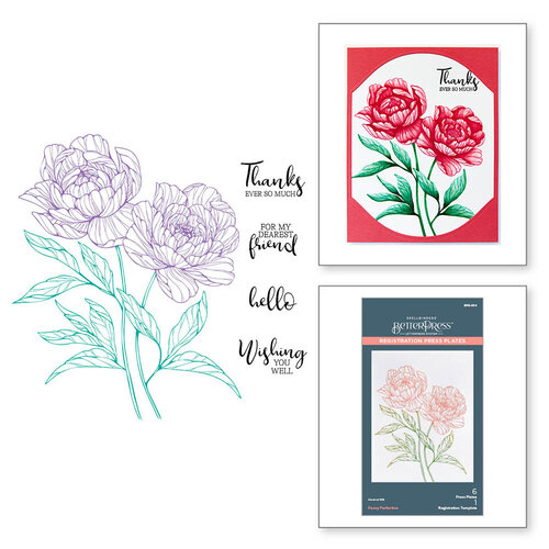 Spellbinders - BetterPress Collection - Press Plate and Registration - Peony Perfection 1 Spellbinders - BetterPress Collection - Press Plate and Registration - Peony Perfection