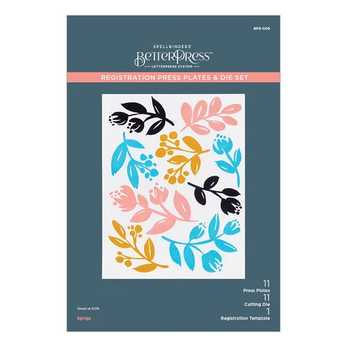 Spellbinders - BetterPress Collection - Press Plate and Registration - Sprigs