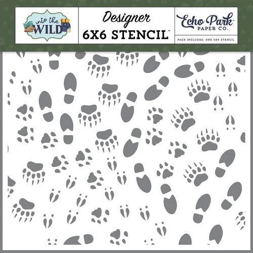 Echo Park - Into The Wild Collection - 6 x 6 Stencils - Trail Tracks