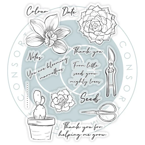 Craft Consortium - Botany Boutique Collection - Clear Photopolymer Stamps - Orchid